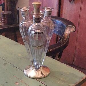 Garnier Silver and Clear Glass Triple Decanter Set